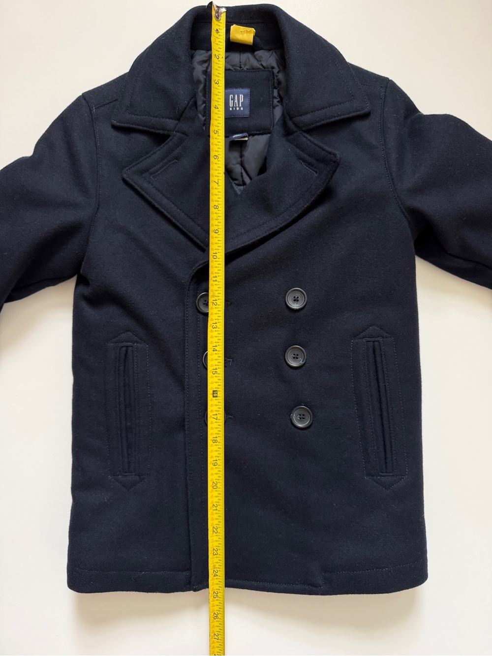 GAP Kids Navy Double-Breasted Peacoat Navy Boys Size Small 6 - 7 - Picture 6 of 9